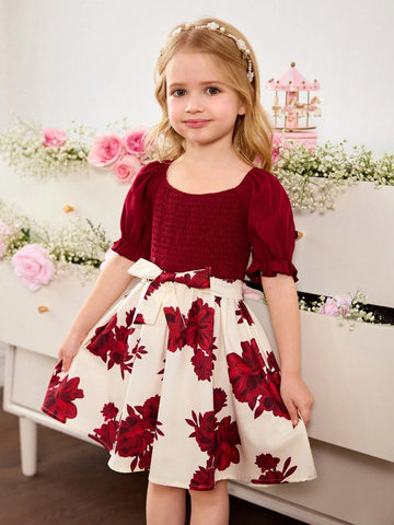 Young Girl Floral Print Sleeveless Dress, Adorable Vacation Style