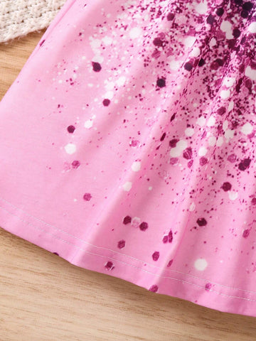 Young Girl Glitter Shimmer Print Strap Dress