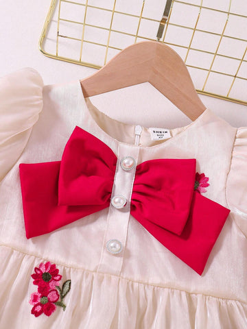 Young Girl Gorgeous Party Dress With Bow Decoration