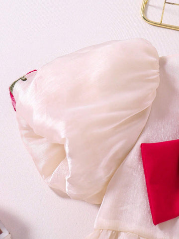 Young Girl Gorgeous Party Dress With Bow Decoration