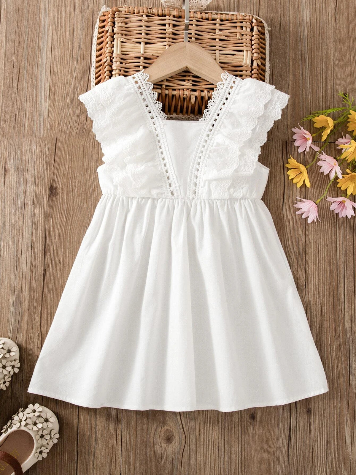 Young Girl Guipure Lace Insert Dress