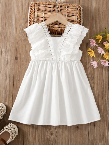 Young Girl Guipure Lace Insert Dress