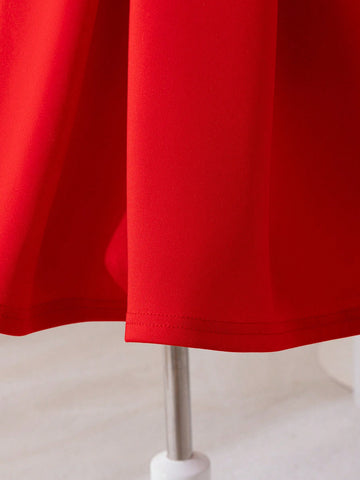 Young Girl Heart Hollow Back Big Bow Dress, Great For Casual & Daily Wear & School Daily In Spring And Autumn