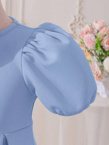 Young Girl Heart Hollow Back Big Bow Dress