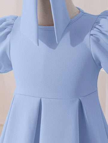 Young Girl Heart Hollow Back Big Bow Dress