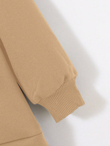 Young Girl Knit Pullover Patchwork Print Sweatshirt & Sling Bag Set