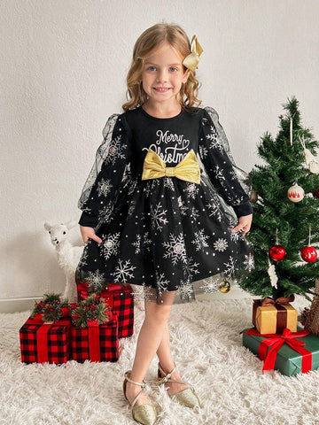 Young Girl Knit Solid Color Mixed Woven & Mesh Stitching Cute Dress