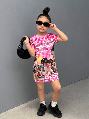 Young Girl Knitted Patterned Round Neck Fitted Casual Dress