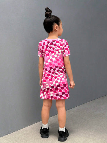 Young Girl Knitted Patterned Round Neck Fitted Casual Dress