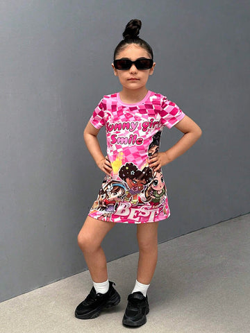 Young Girl Knitted Patterned Round Neck Fitted Casual Dress