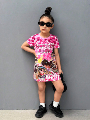 Young Girl Knitted Patterned Round Neck Fitted Casual Dress