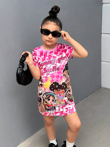 Young Girl Knitted Patterned Round Neck Fitted Casual Dress