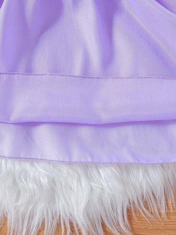 Young Girl Long Sleeve Knit Star Mesh Tutu Skirt Princess Dress
