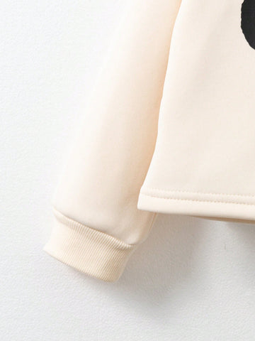 oung Girl' Long Sleeve Pullover Hoodie, Apricot Color, Cute Bow Design, Casual Outdoor Fashionable Sister Party Gathering Birthday Daughter Sister Family Outfit