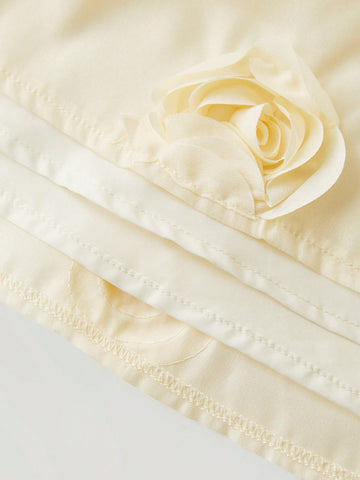 Young Girl Loose Casual Round Neck 3D Floral Fabric Dress