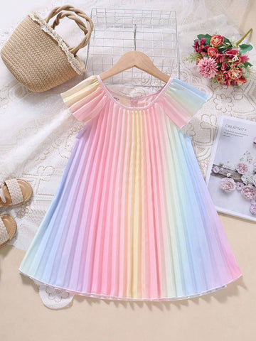 Young Girl Ombre Pleated Hem Dress