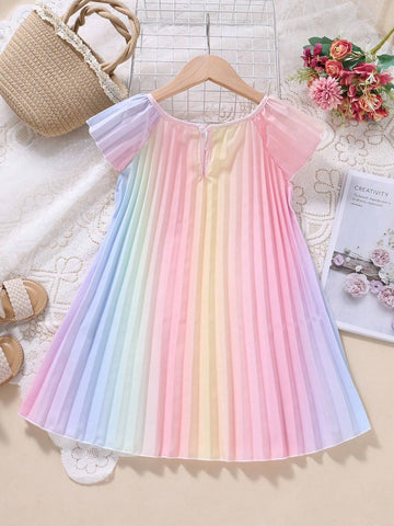 Young Girl Ombre Pleated Hem Dress