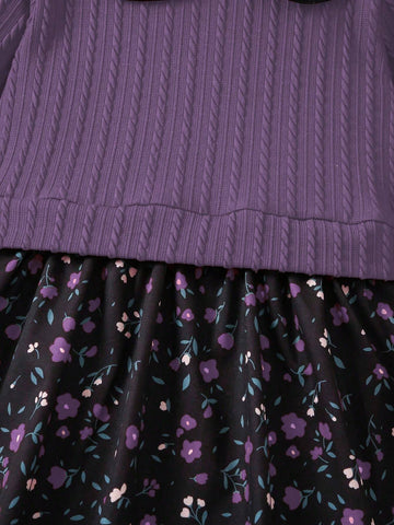 Young Girl Peter Pan Collar Elegant Party Vintage Floral Print Long Sleeve Dress