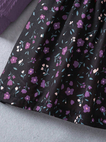 Young Girl Peter Pan Collar Elegant Party Vintage Floral Print Long Sleeve Dress