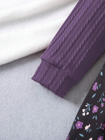 Young Girl Peter Pan Collar Elegant Party Vintage Floral Print Long Sleeve Dress