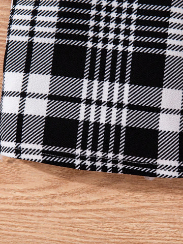 Young Girl Plaid Print 2 In 1 Dress For Christmas,Great For Casual & Daily Wear & School Daily In Autumn & Winter