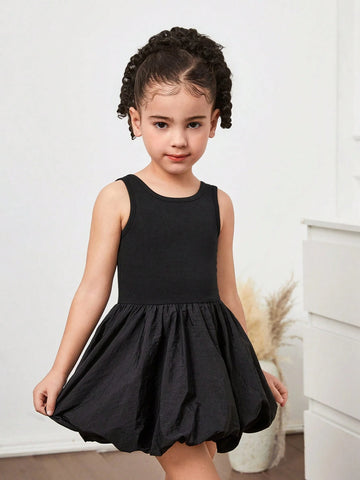 Young Girl Plain Round Neck Backless Snug Fit Knit Dress