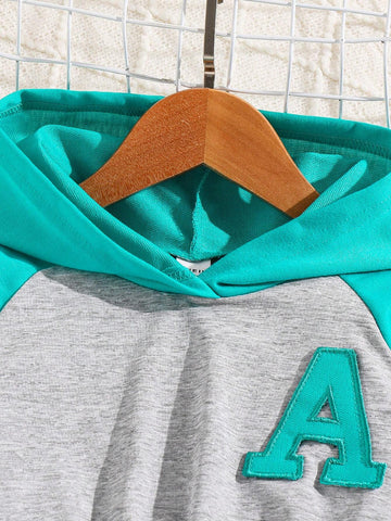 Young Girl Princess Casual Fashion Sports Trendy Colorblock Letter Hooded Dress