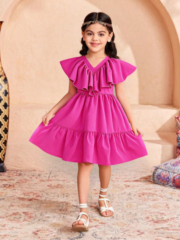 Young Girl Printed Knit Fitted Casual Dress