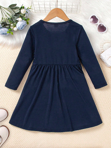 Young Girl Rainbow Striped Print Mesh Trim Dress