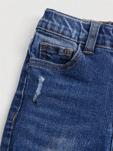 Young Girl Ripped Pocket Casual Denim Jeans