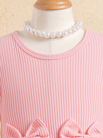 Young Girl Romantic & Elegant Love Heart Mesh Round Neck Long Sleeve Dress For Spring And Autumn Holidays