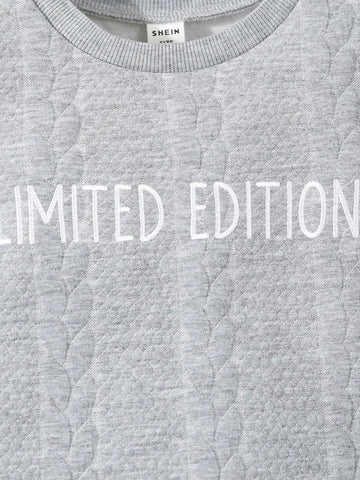 Young Girl' Round Neck Long Sleeve Letter Printed Casual Dress