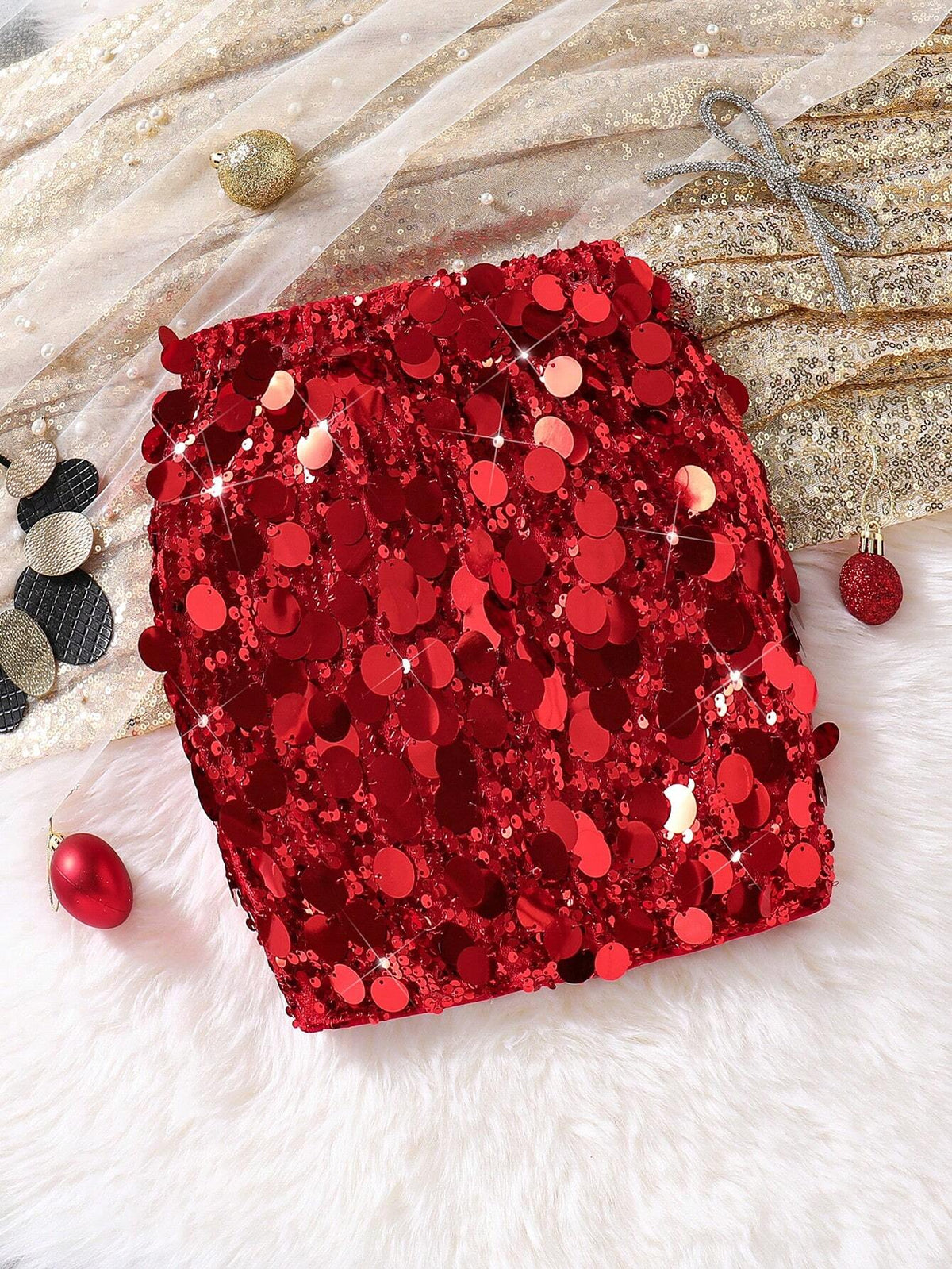 Young Girl Sequin Decorated Skirt, Suitable To Match Various T-Shirts In Autumn