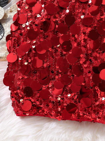 Young Girl Sequin Decorated Skirt, Suitable To Match Various T-Shirts In Autumn