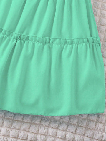 Young Girl Sleeveless Solid Color Cute Minimalist Casual Dress
