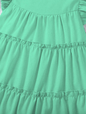 Young Girl Sleeveless Solid Color Cute Minimalist Casual Dress