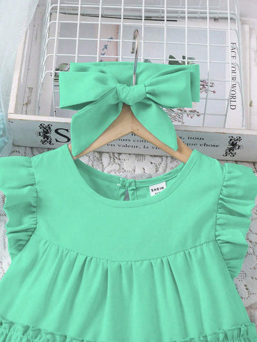 Young Girl Sleeveless Solid Color Cute Minimalist Casual Dress