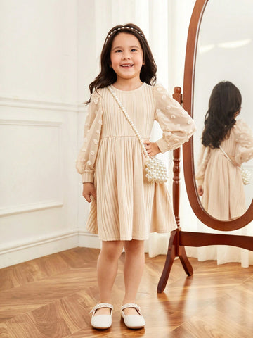 Young Girl Slim-Fit College Style Round Neck Color Block Dress