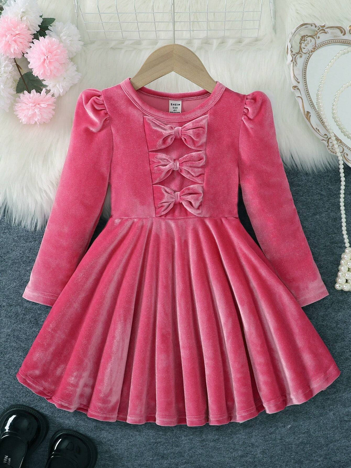 Young Girl Soft Velvet Casual Cute Dress