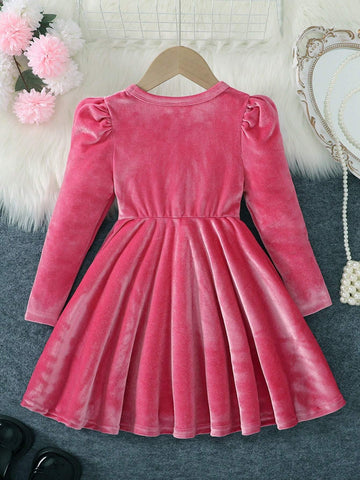 Young Girl Soft Velvet Casual Cute Dress
