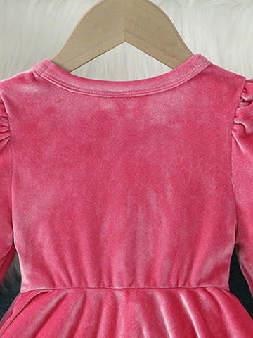 Young Girl Soft Velvet Casual Cute Dress