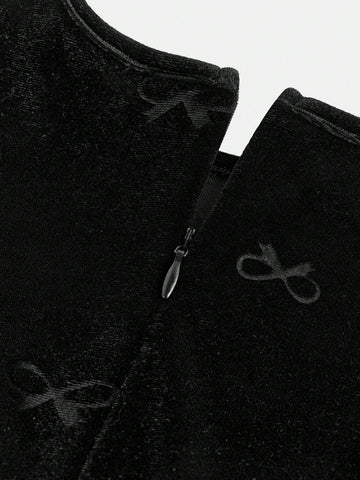 Young Girl Solid Color Knit Round Neck Ruffle Patchwork Sheer Fabric Elegant Dress