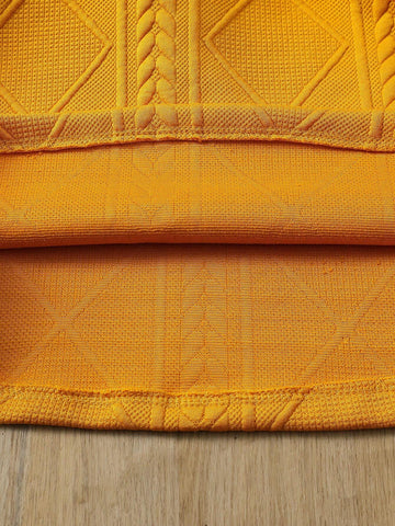 Young Girl' Solid Color Stand Collar Long Sleeve Button Casual Dress