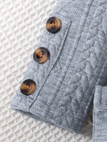 Young Girl Solid Color Stand Collar Ruffle Trim Belted Long Sleeve Dress