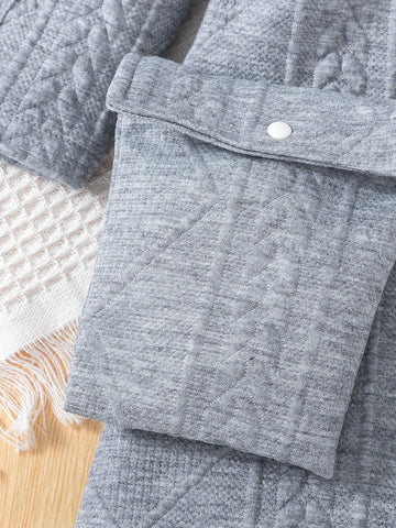 Young Girl Solid Color Stand Collar Ruffle Trim Belted Long Sleeve Dress