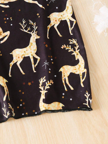 Young Girl' Spaghetti Strap Plaid Christmas Tree Print Bodycon Dress, Suitable For Christmas Party, Autumn