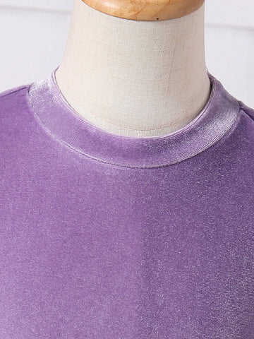 Young Girl Sparkle Chiffon Fabric Elegant Elegant Versatile Fashion Long Sleeve Mesh Hem Dress