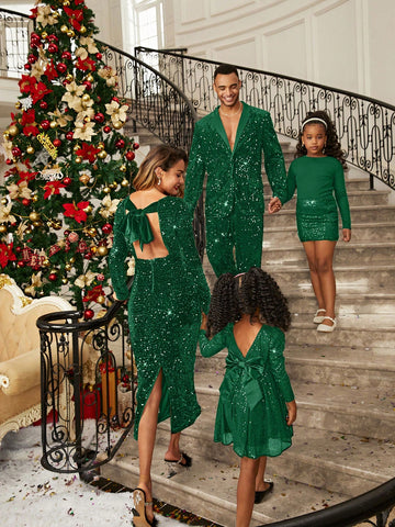 Young Girl Sparkly Fashion 3D Bow Decorated Elegant Holiday Dress