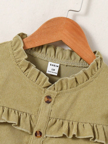 Young Girl Spring & Autumn Solid Color Peter Pan Collar Long Sleeve Loose Blouse