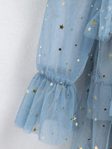 Young Girl Starry Sparkle Mesh Tutu Dress